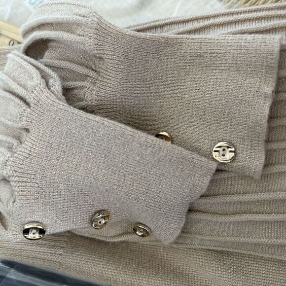 Lepore women’s long sleeve blouse  Knit Pullover Sweater champagne L - Picture 10 of 11